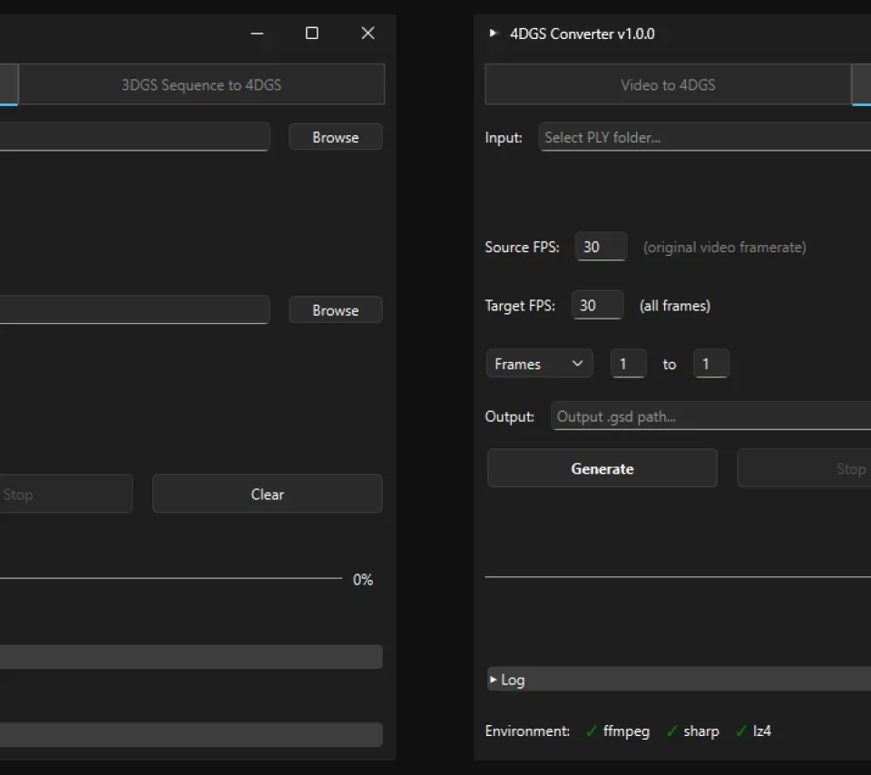 Interface d'utilisation de 4dgs Converter