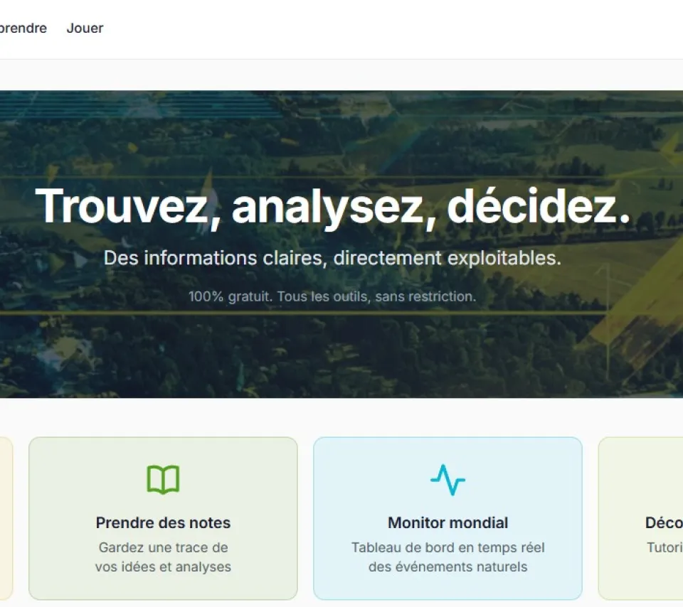 Capture d'écran de la page d'accueil du portail EoGIS