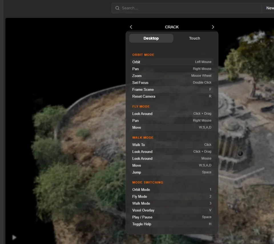 Capture d'écran de l'interface de la plateforme SuperSplat