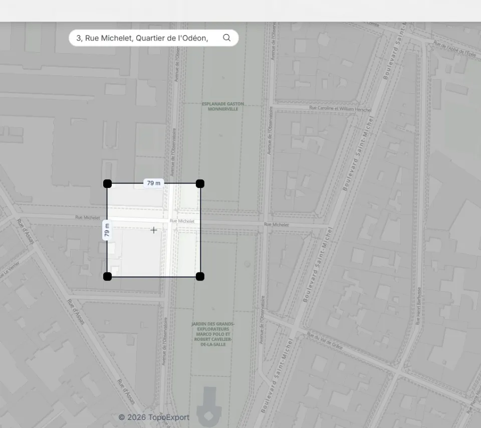 Capture d’écran interface consultation TopoExport