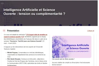 Capture d'écran de la page d'accueil de la formation sur le portail Callisto