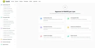 Capture d'écran de la page d'accueil de la formation en ligne au WebSIG sur la plateforme EoGIS