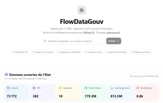 Capture d'écran de la page d'accueil de la démo permettant d'interroger les jeux de données