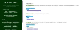 Capture d'écran de la page d'accueil du site Open-Archaeo - A list of open source archaeological software and resources